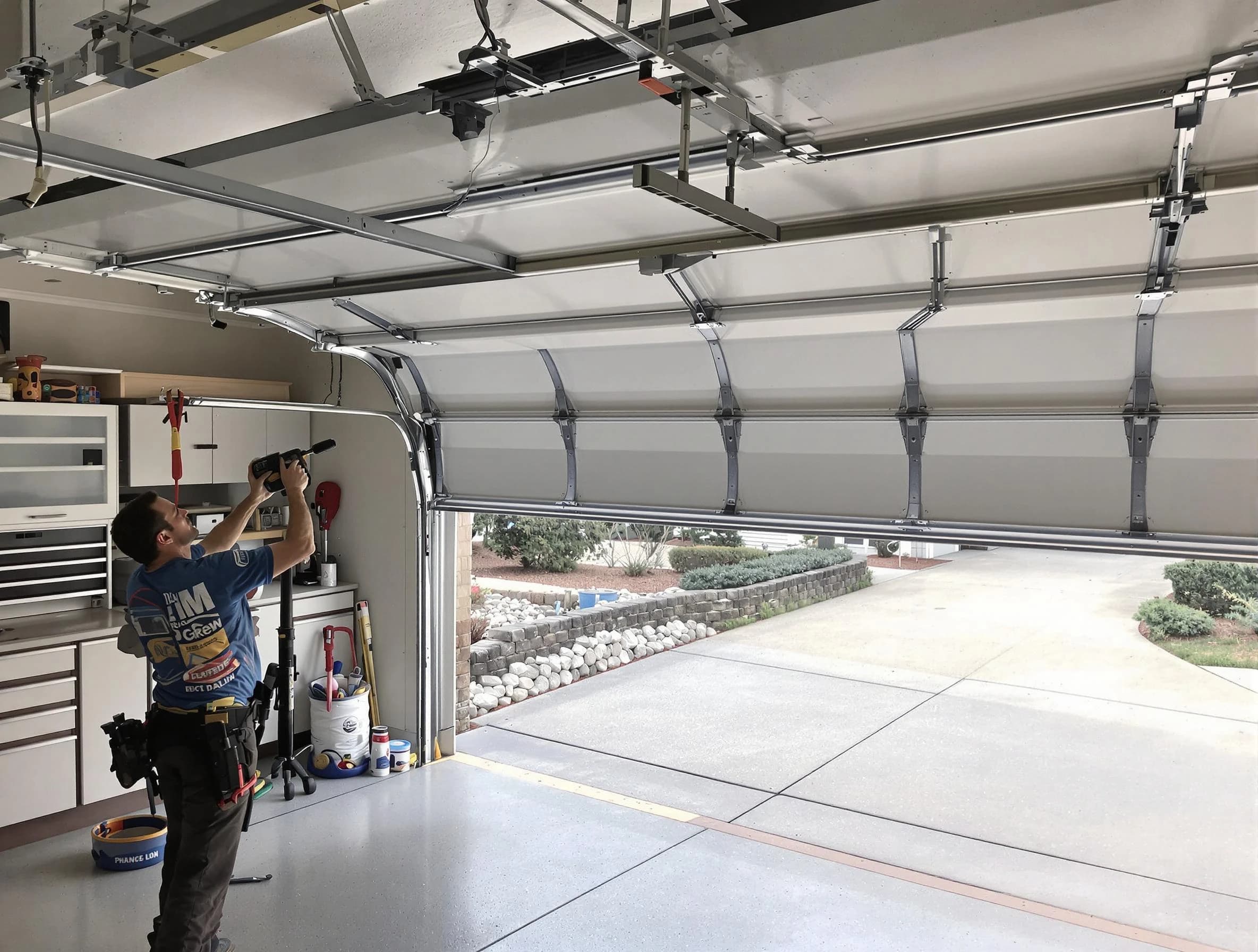 Garage door track repair service by Boston Garage Door Repair in Boston
