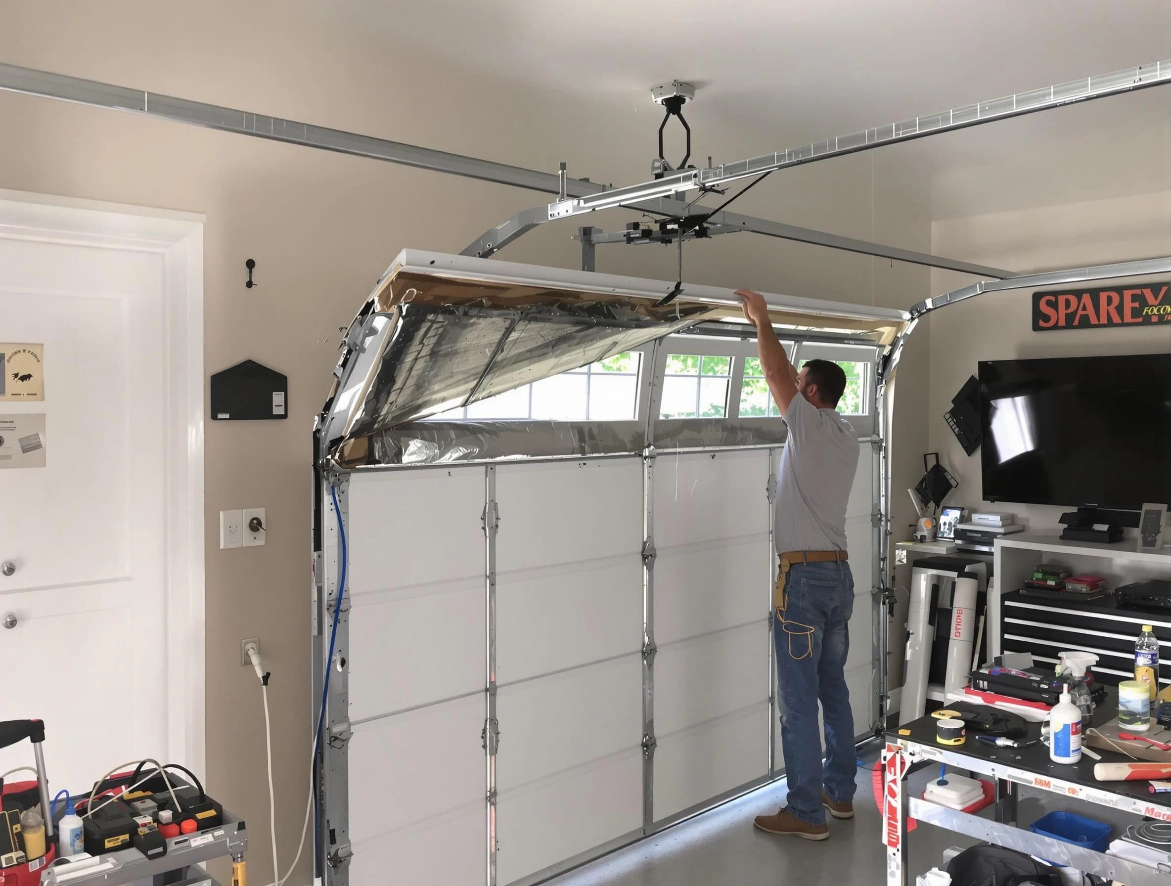 Garage door section replacement by Boston Garage Door Repair in Boston